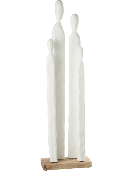 Grande statue Personnages abstraits en bois blanc 95 cm - 1