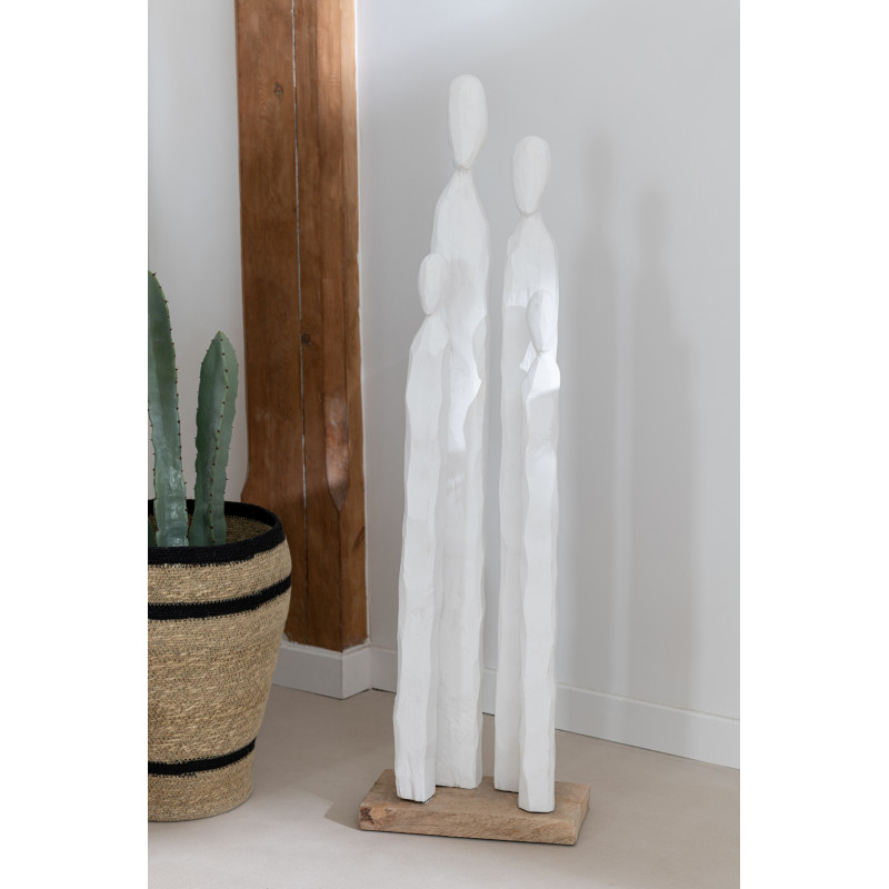 Grande statue Personnages abstraits en bois blanc 95 cm - 2
