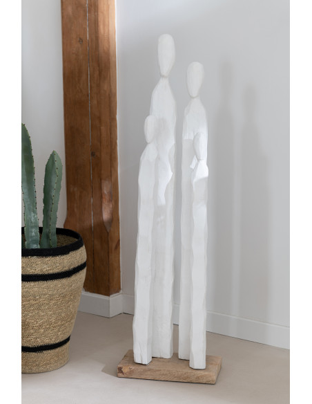 Grande statue Personnages abstraits en bois blanc 95 cm - 2
