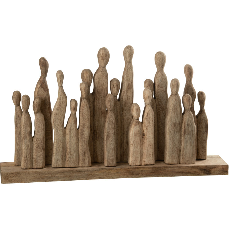 Statue en bois naturel Groupe de personnes 61 cm - 1