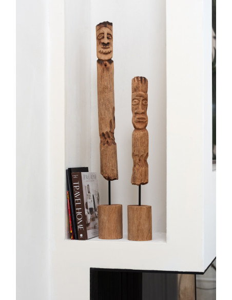 Décoration sur pied 3 Totems Doodem en Bois de manguier Naturel Métal - 2