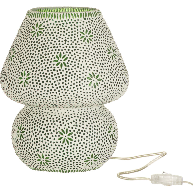 Lampe à poser Champignon Bram 30 cm en Verre Vert mosaique Motif fleurs - 1
