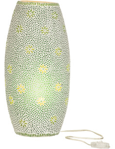 Lampe à poser XL Bram en Verre Vert mosaique Motif fleurs - 1 2