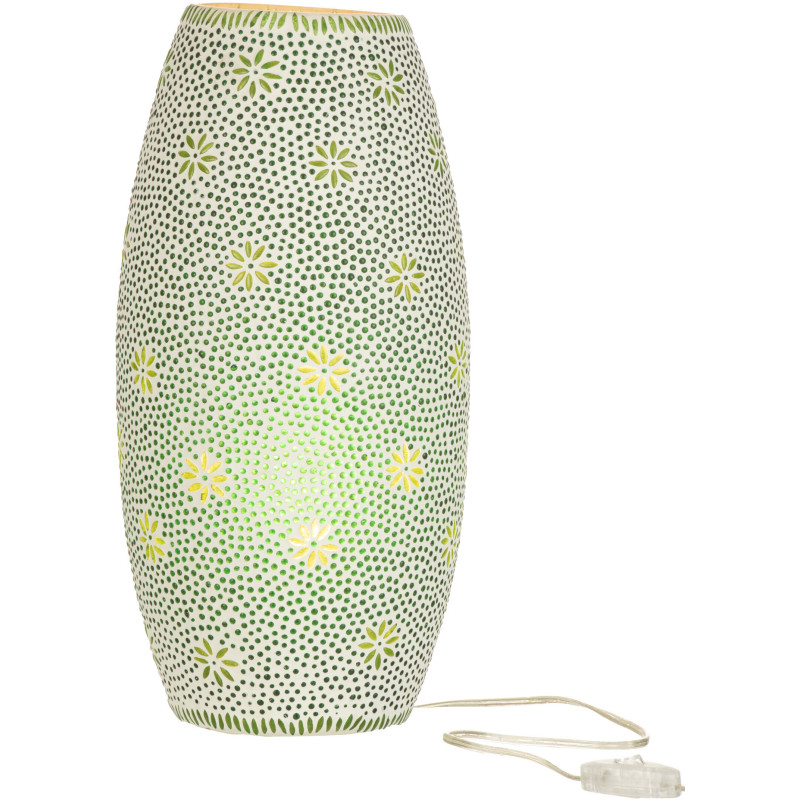 Lampe à poser XL Bram en Verre Vert mosaique Motif fleurs - 2