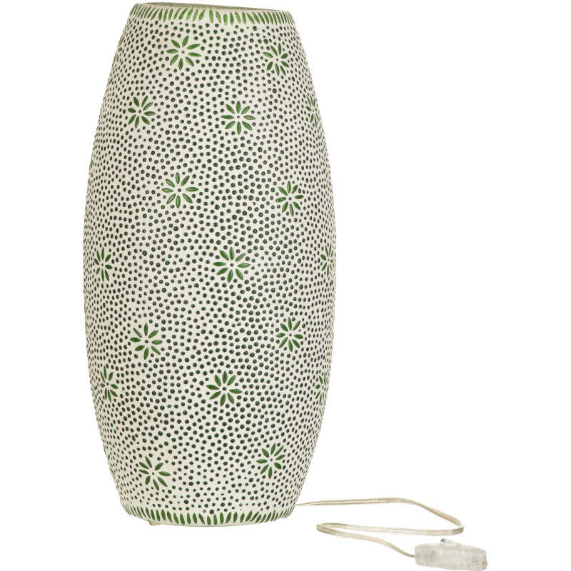 Lampe à poser XL Bram en Verre Vert mosaique Motif fleurs - 1