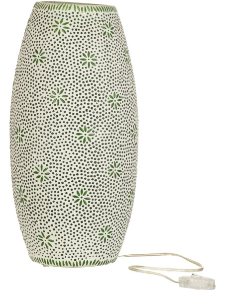 Lampe à poser XL Bram en Verre Vert mosaique Motif fleurs - 1