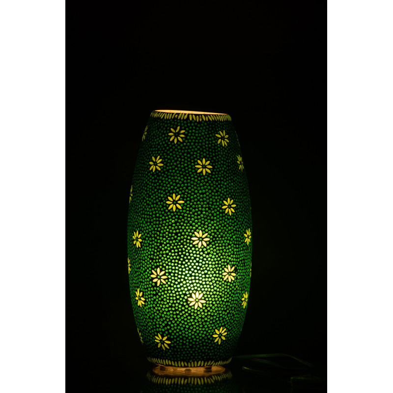 Lampe à poser XL Bram en Verre Vert mosaique Motif fleurs - 3