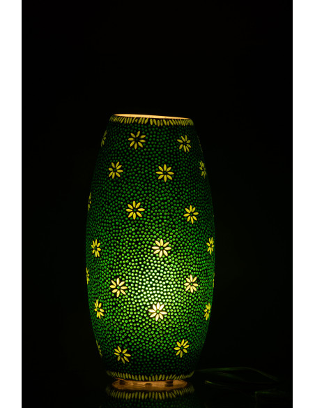 Lampe à poser XL Bram en Verre Vert mosaique Motif fleurs - 3