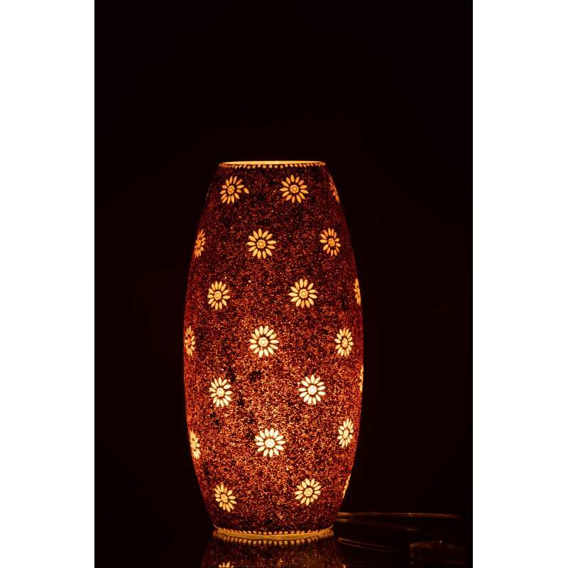 Lampe à poser XL Bram en Verre Rouge mosaique Motif fleurs - 3