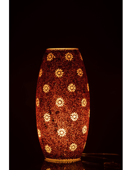 Lampe à poser XL Bram en Verre Rouge mosaique Motif fleurs - 3