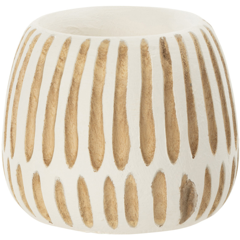Cache-pot en Bois de paulownia Blanc Naturel Taro Diamètre 15 cm - 1