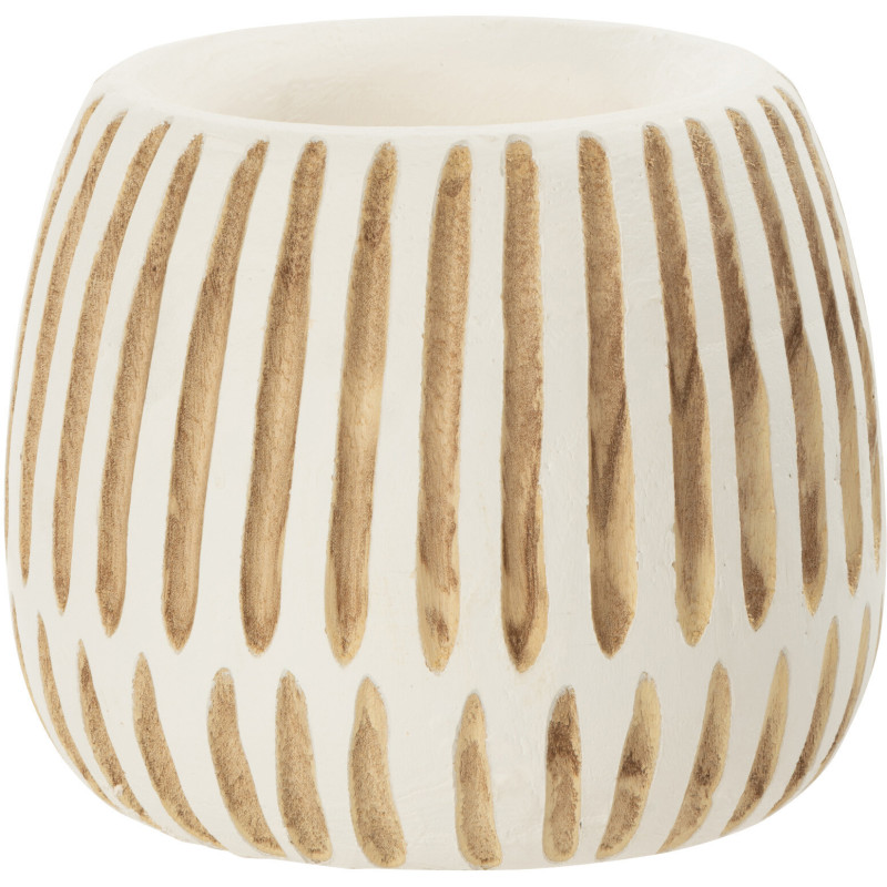 Cache-pot en Bois de paulownia Blanc Naturel Taro Diamètre 20 cm - 1