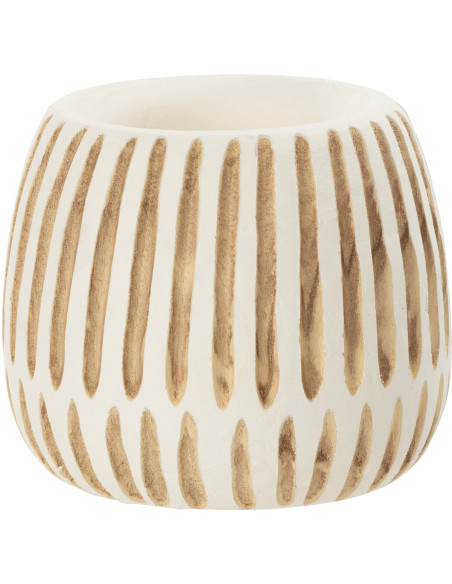 Cache-pot en Bois de paulownia Blanc Naturel Taro Diamètre 20 cm - 1