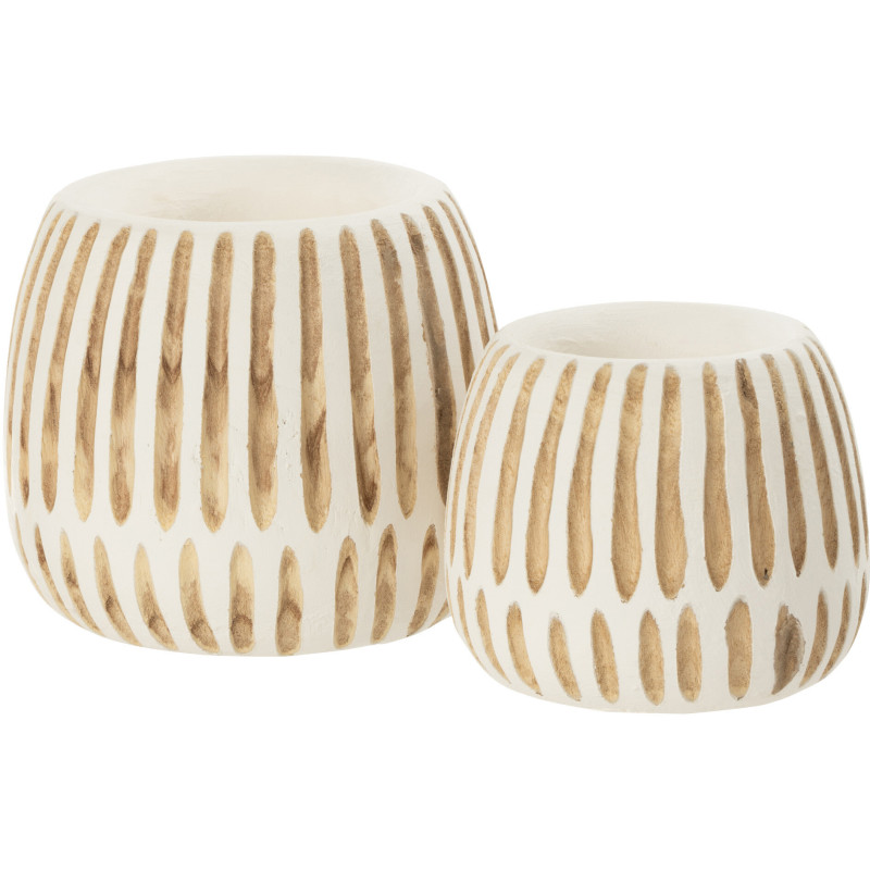 Cache-pot en Bois de paulownia Blanc Naturel Taro Diamètre 20 cm - 2