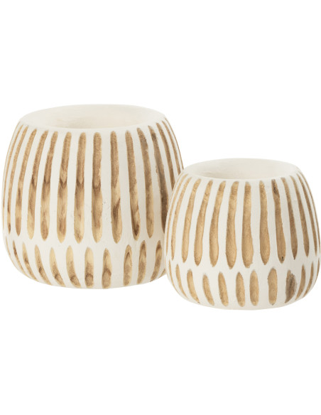 Cache-pot en Bois de paulownia Blanc Naturel Taro Diamètre 20 cm - 2