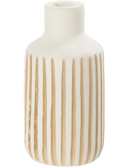 Vase Bouteille Taro Hauteur 30 cm en Bois de paulownia Blanc Naturel - 1