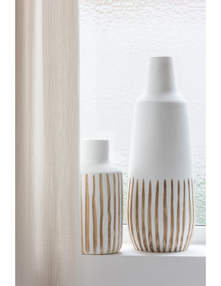 Vase Bouteille Taro Hauteur 30 cm en Bois de paulownia Blanc Naturel - 2