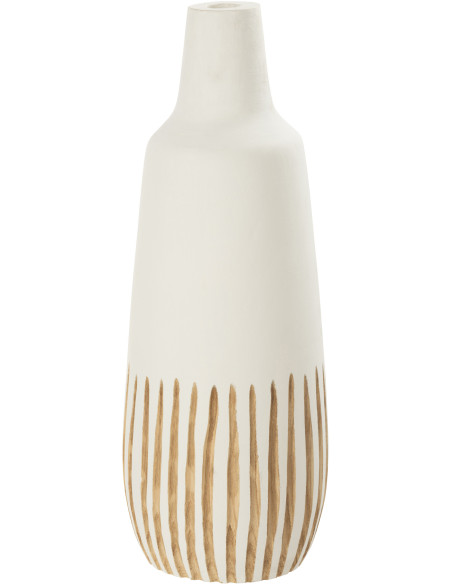 Vase Bouteille XL Taro Hauteur 55 cm en Bois de paulownia Blanc Naturel - 1