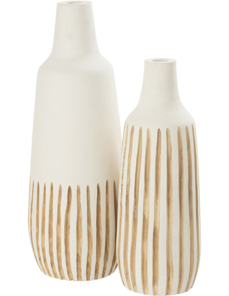 Vase Bouteille XL Taro Hauteur 55 cm en Bois de paulownia Blanc Naturel - 3