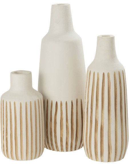 Vase Bouteille XL Taro Hauteur 55 cm en Bois de paulownia Blanc Naturel - 4