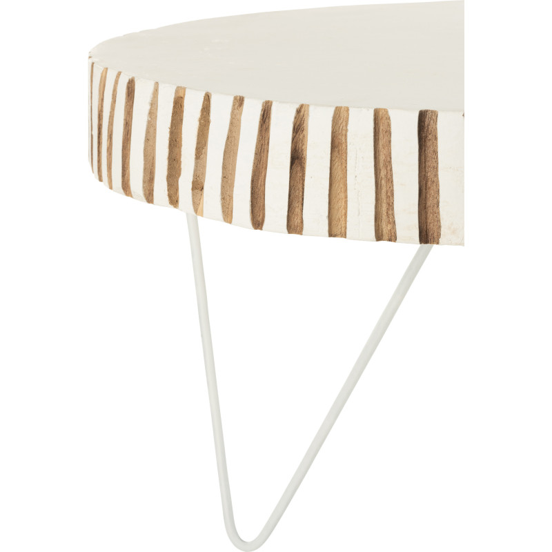 Table basse Gigogne Ronde Ying en Bois de paulownia Métal Blanc (Lot de 2) - 2
