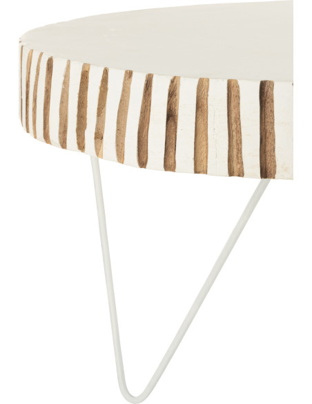 Table basse Gigogne Ronde Ying en Bois de paulownia Métal Blanc (Lot de 2) - 2