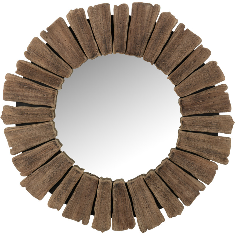 Miroir Mural Rond XL Vacay en Bois de Paulownia Naturel - 1