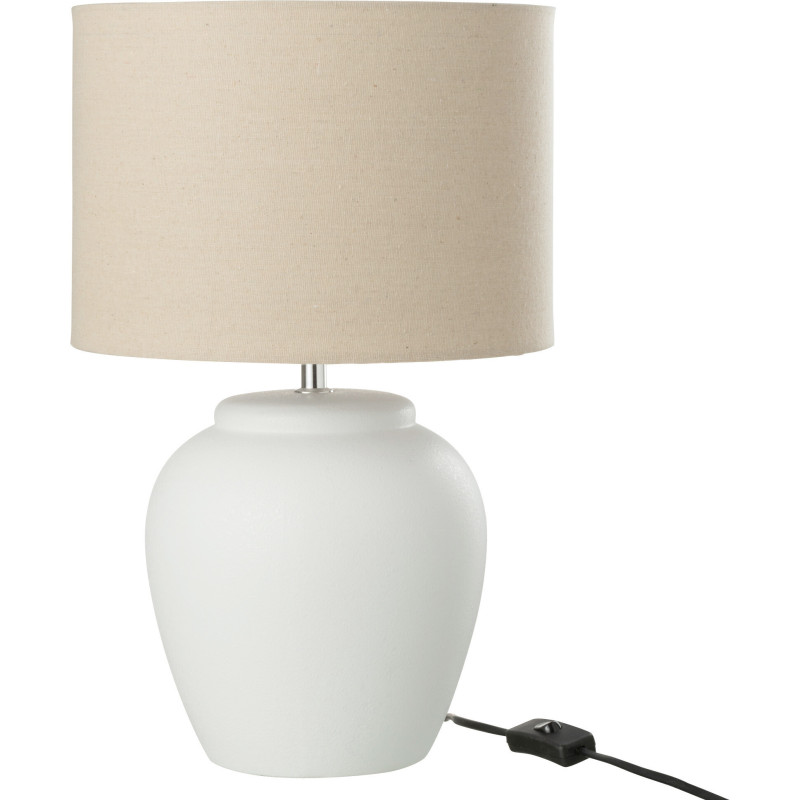 Lampe à poser Méli en Céramique Blanc Lin Beige - 1