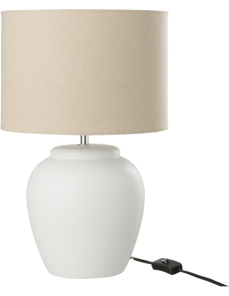 Lampe à poser Méli en Céramique Blanc Lin Beige - 1