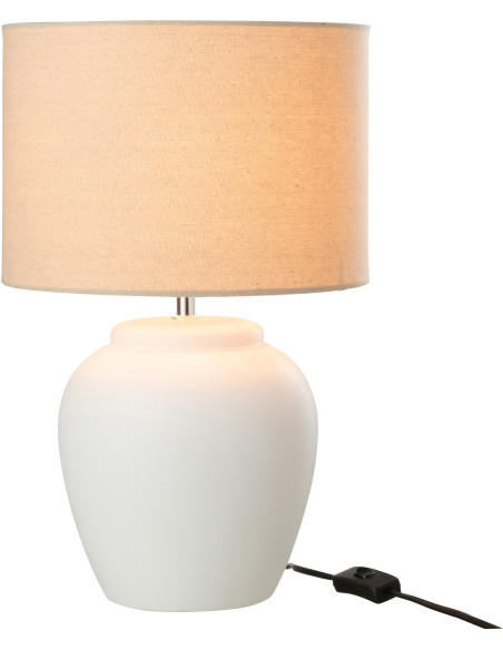 Lampe à poser Méli en Céramique Blanc Lin Beige - 2