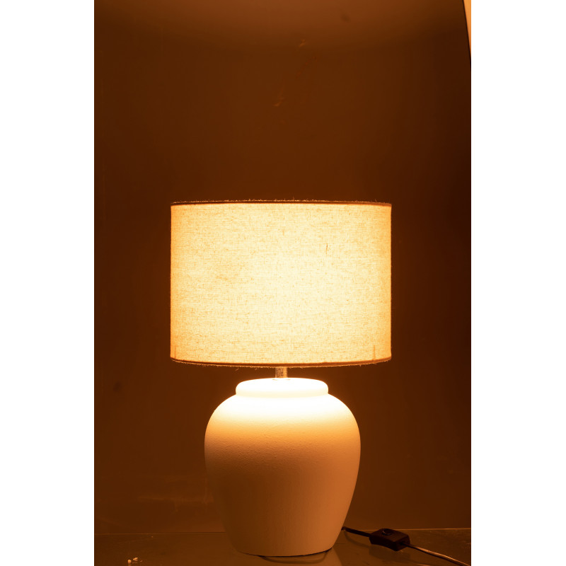 Lampe à poser Méli en Céramique Blanc Lin Beige - 3