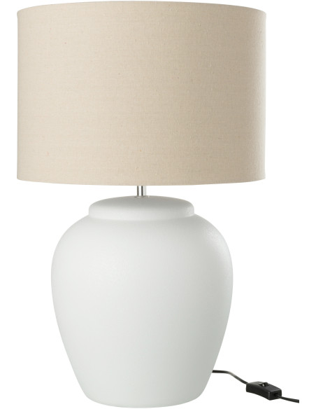 Lampe à poser XL Méli en Céramique Blanc Lin Beige - 1