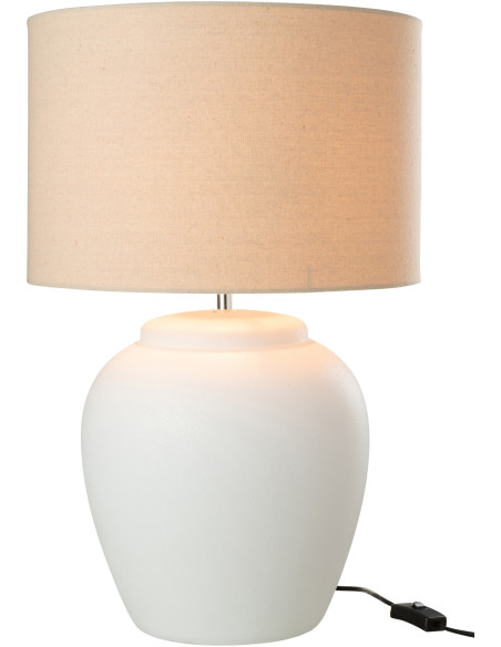 Lampe à poser XL Méli en Céramique Blanc Lin Beige - 2