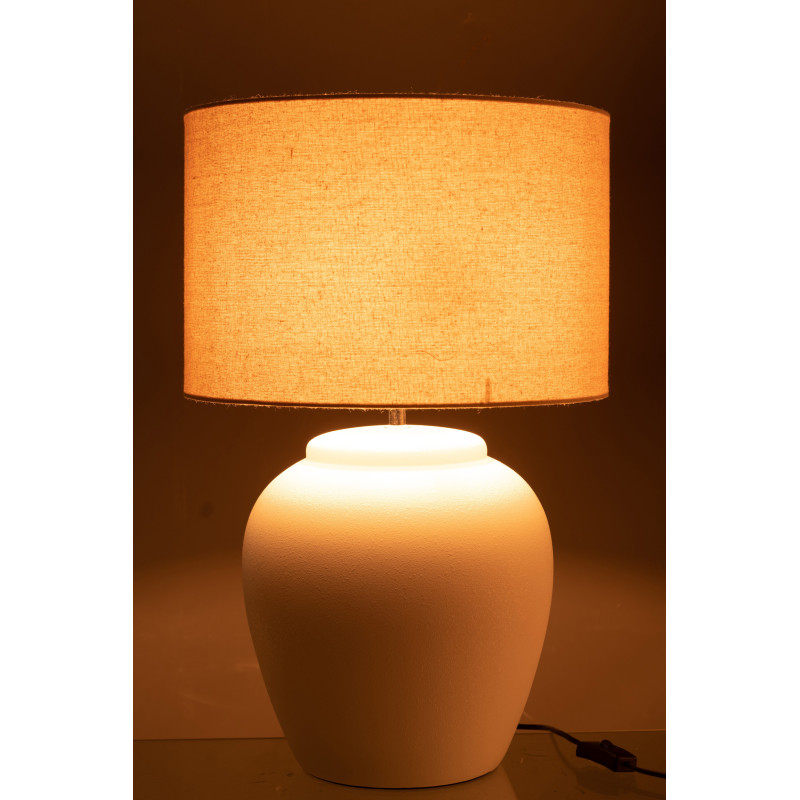 Lampe à poser XL Méli en Céramique Blanc Lin Beige - 3