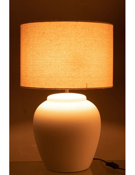 Lampe à poser XL Méli en Céramique Blanc Lin Beige - 3