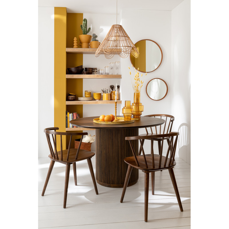 Table à manger Ronde 6 personnes Vincent en Bois de manguier Marron - 2