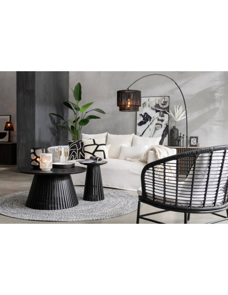 Table basse Ronde Vincent en Bois de manguier Noir - 2