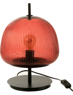 Lampe à poser Ronde Oasis en Verre Rouge Métal Noir - 1