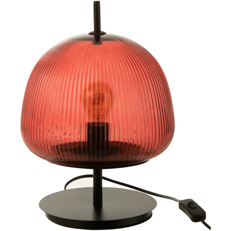 Lampe à poser Ronde Oasis en Verre Rouge Métal Noir - 1