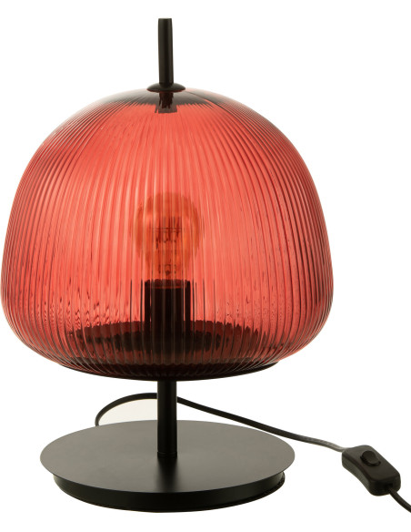 Lampe à poser Ronde Oasis en Verre Rouge Métal Noir - 1