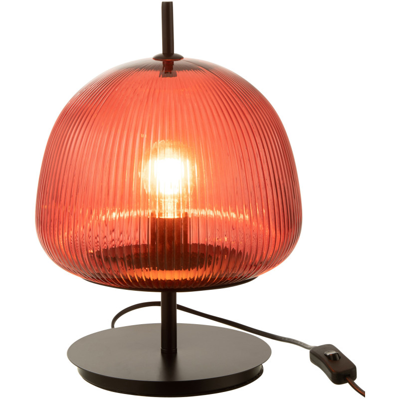 Lampe à poser Ronde Oasis en Verre Rouge Métal Noir - 2