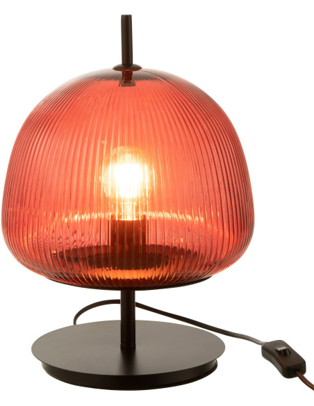 Lampe à poser Ronde Oasis en Verre Rouge Métal Noir - 2