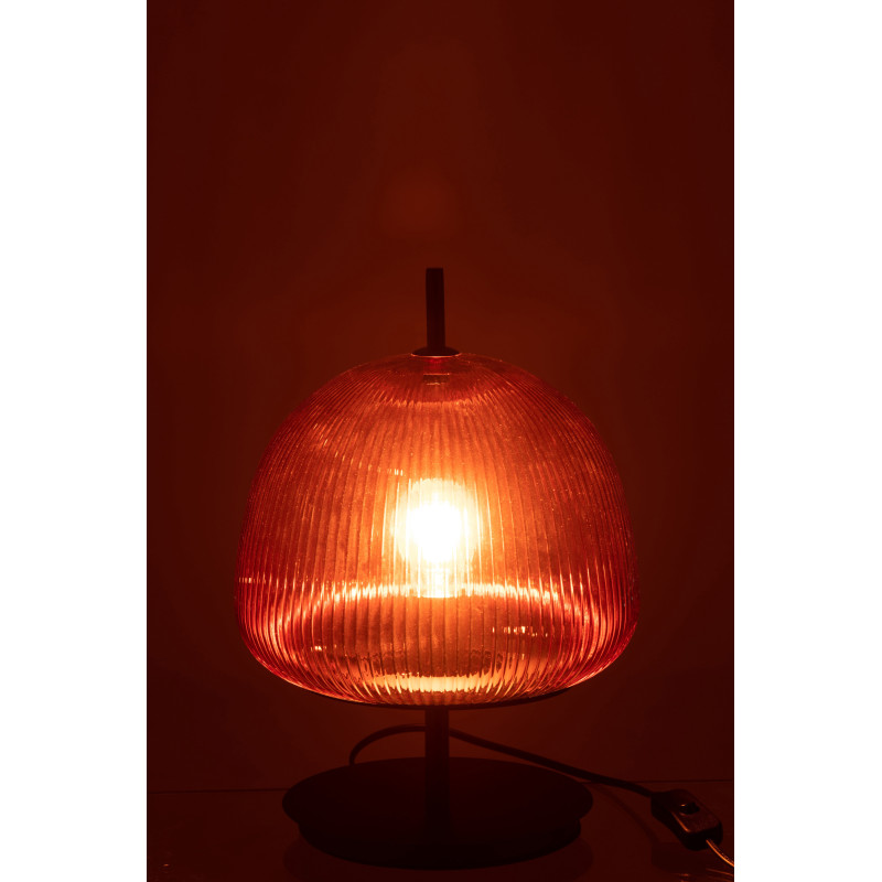 Lampe à poser Ronde Oasis en Verre Rouge Métal Noir - 3
