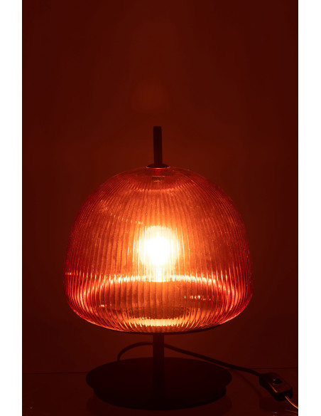 Lampe à poser Ronde Oasis en Verre Rouge Métal Noir - 3