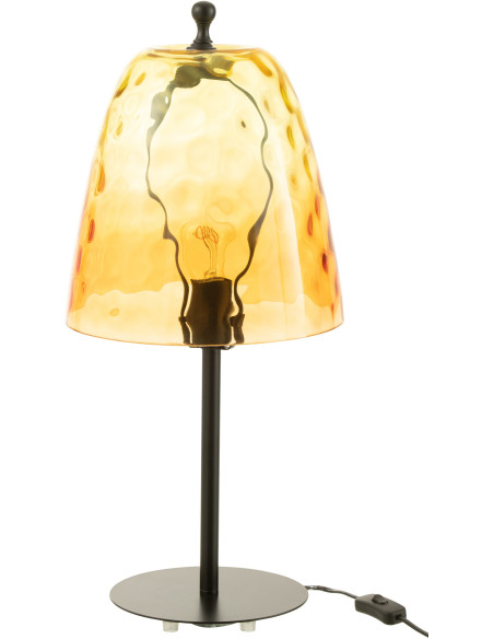 Lampe à poser Océane en Verre Jaune Métal Noir - 1