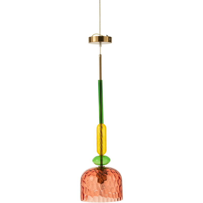 Suspension Fiona 20 cm en Verre Rouge Métal - 1