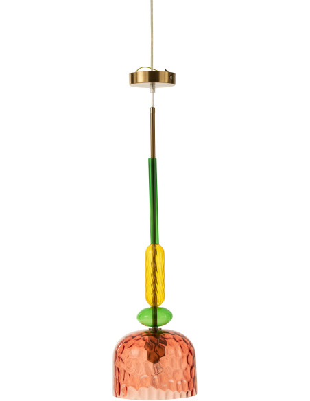 Suspension Fiona 20 cm en Verre Rouge Métal - 1
