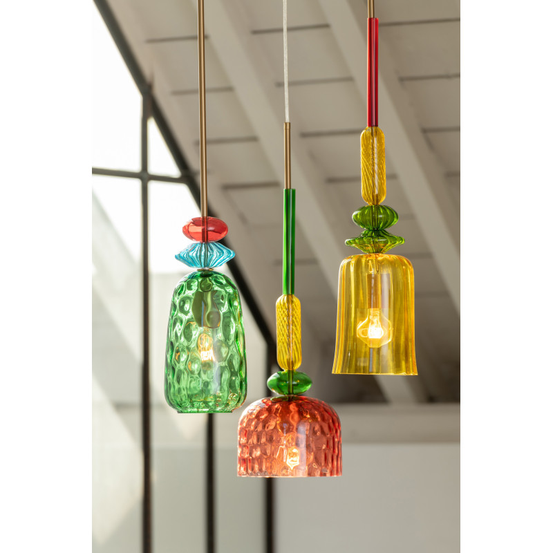 Suspension Fiona 20 cm en Verre Rouge Métal - 2