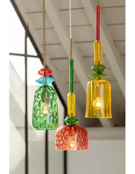 Suspension Fiona 20 cm en Verre Rouge Métal - 2