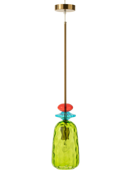 Suspension Laurence 15 cm en Verre Vert Métal - 1